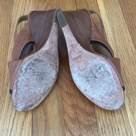 Coach Randy Wedge Sandals in Saddle Brown with Black Trim - Picture 7 of 10
